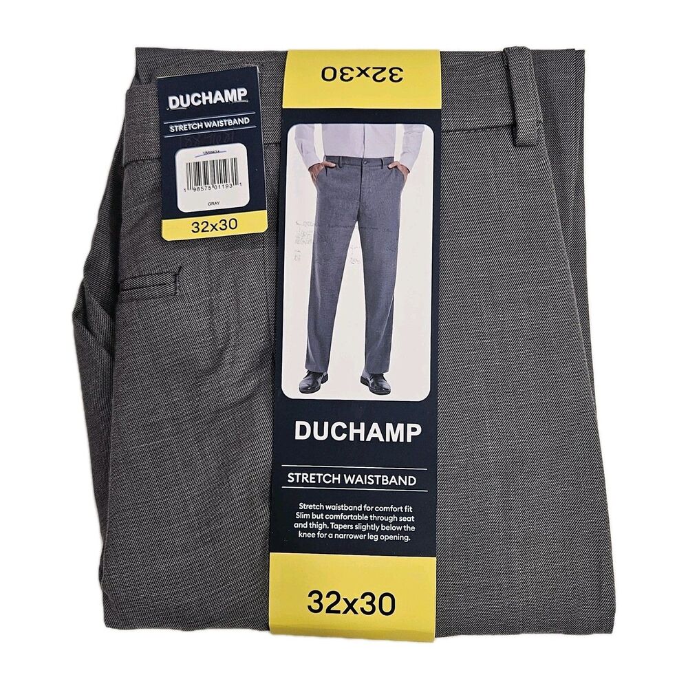 Duchamp Men's Stretch Waistband Slim Fit Dress Pants / Gray /‎ Size 32X30